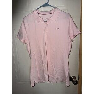 Tommy Hilfiger Womens Large Polo Golf Shirt Light Pink Embroidered Logo